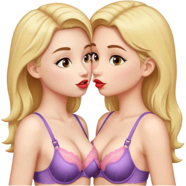 2 girls in bras kissing emoji
