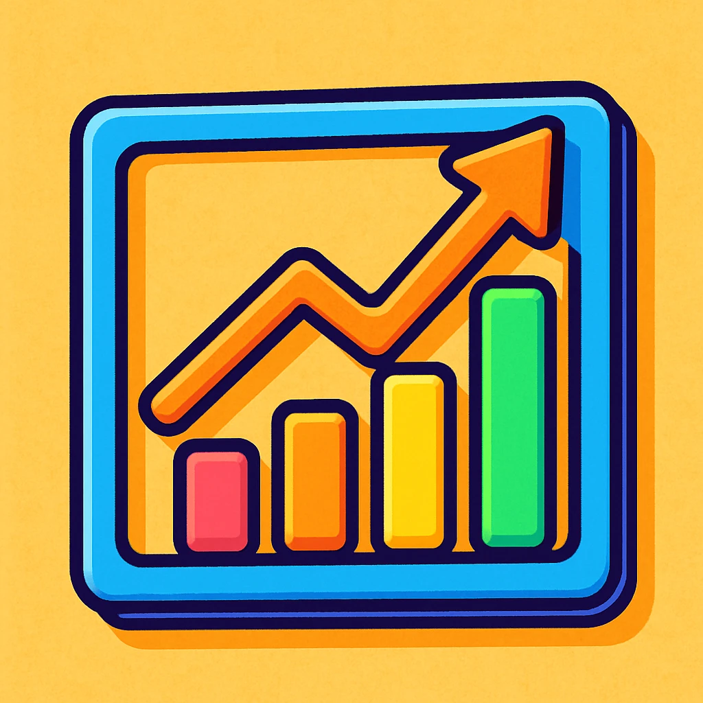 rising graph icon, 3D style, playful and vibrant emoji