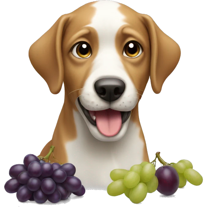Dog eating grapes emoji