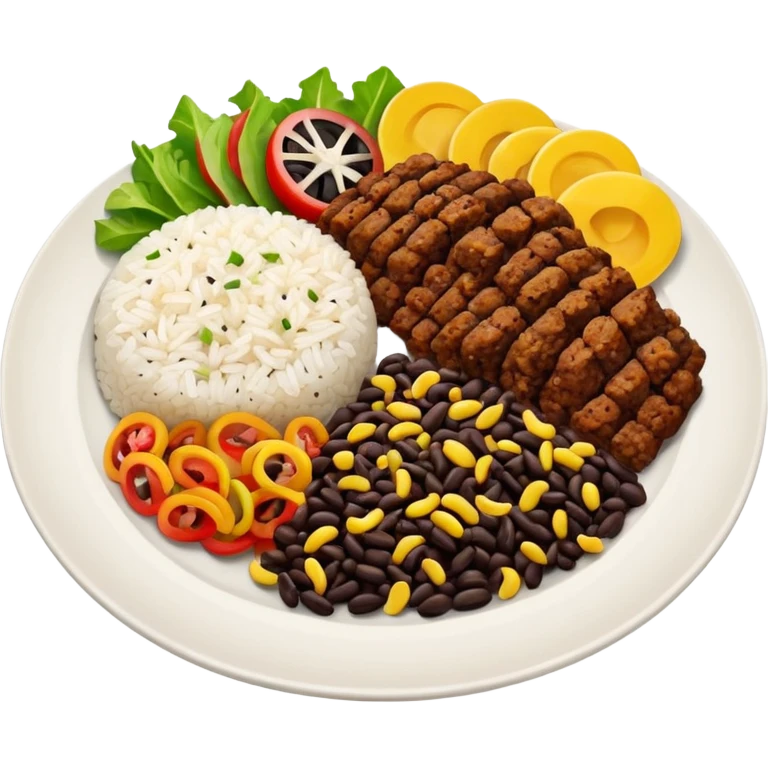 Food plate with rice, bean, minced meat and salad emoji