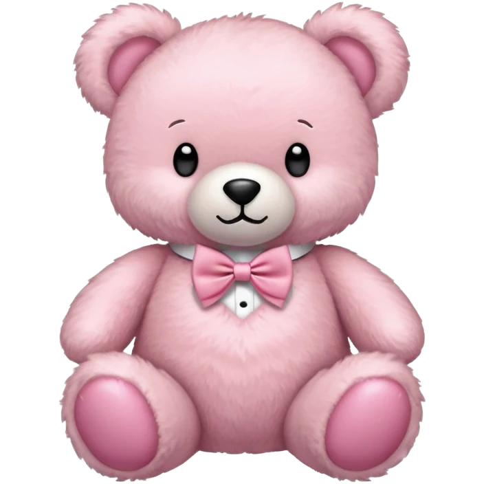 light pink teddy bear with pink bow tie emoji