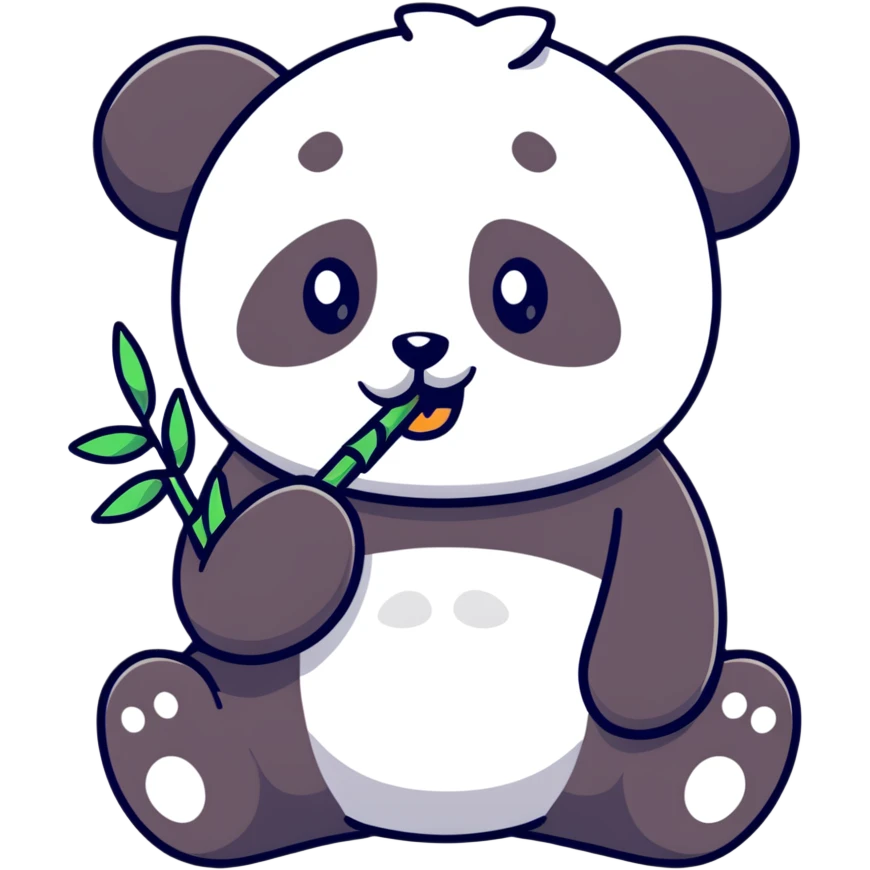 Adorable panda eating bamboo emoji