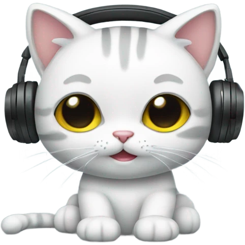 kitty with headphones and sim bar over head  emoji
