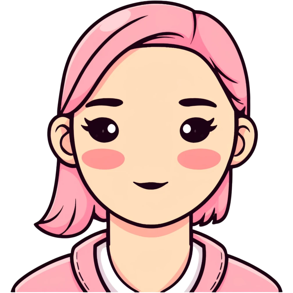 me wearing pink blush emoji
