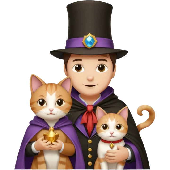 magician couple and their pet cat emoji