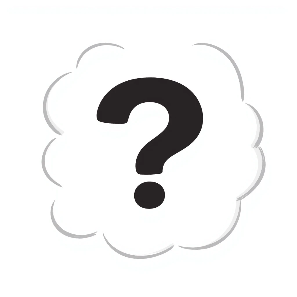 hand-drawn question mark inside a speech bubble emoji