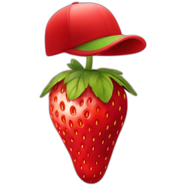 strawberry with a cap eating a strawberry emoji