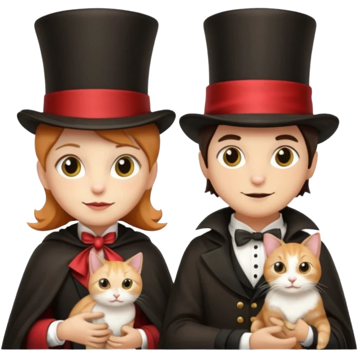 magician couple and their pet cat emoji