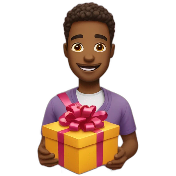 guy opening gift love emoji