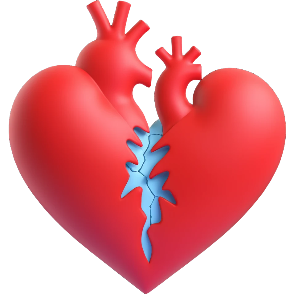 3D style cracked red heart, Discord role icon, matching semi-frozen 3D heart emoji