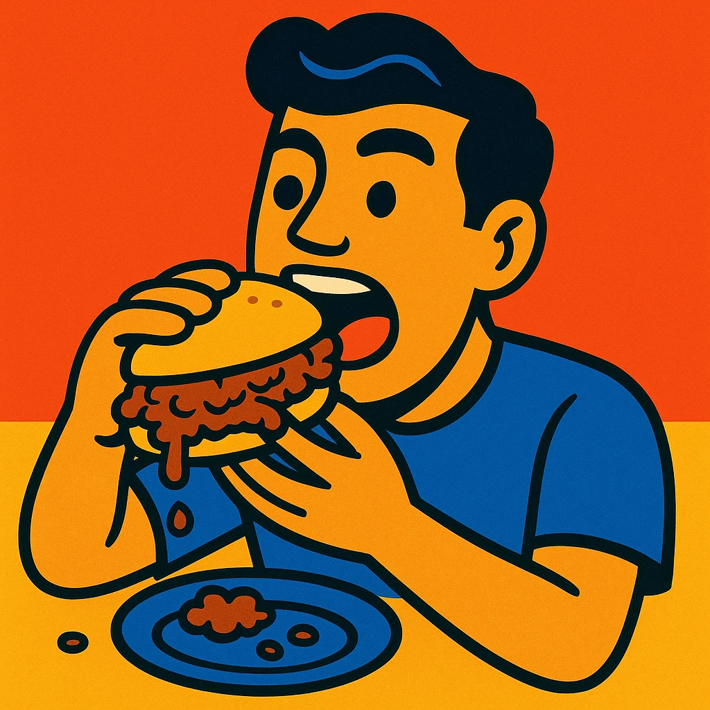 person eating sloppy joe emoji