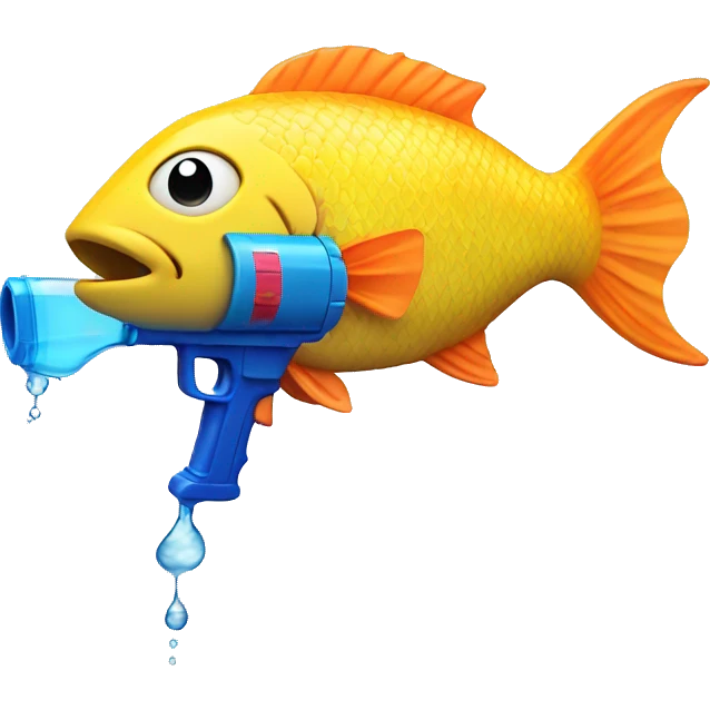 Fish with hands holding a water gun emoji