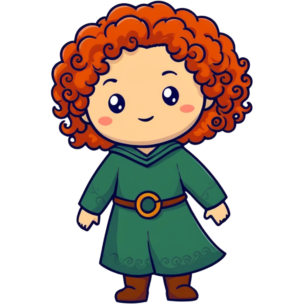 Merida from Brave with extremely long wild curly red hair and face completely covered with freckles emoji