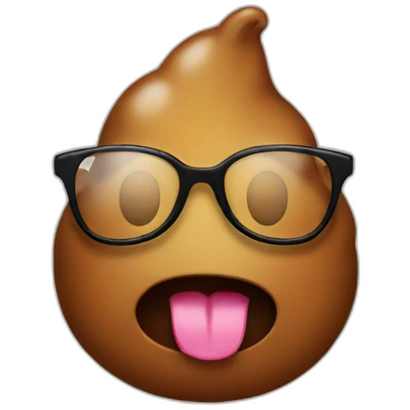 poop emoji with glasses emoji