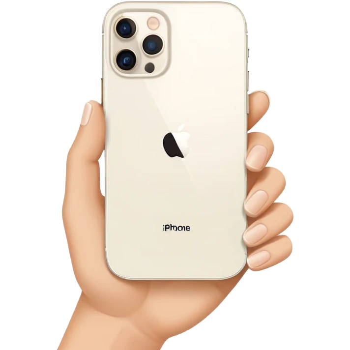 Hand holding iphone 12 emoji