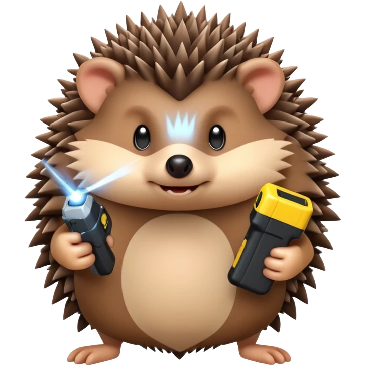 Hedgehog holding a taser emoji