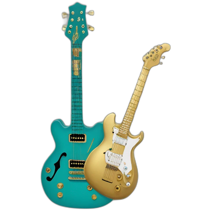 Soolking brook ;black affro cut ;turquoise electric guitar;golden crown ;skeletal face emoji
