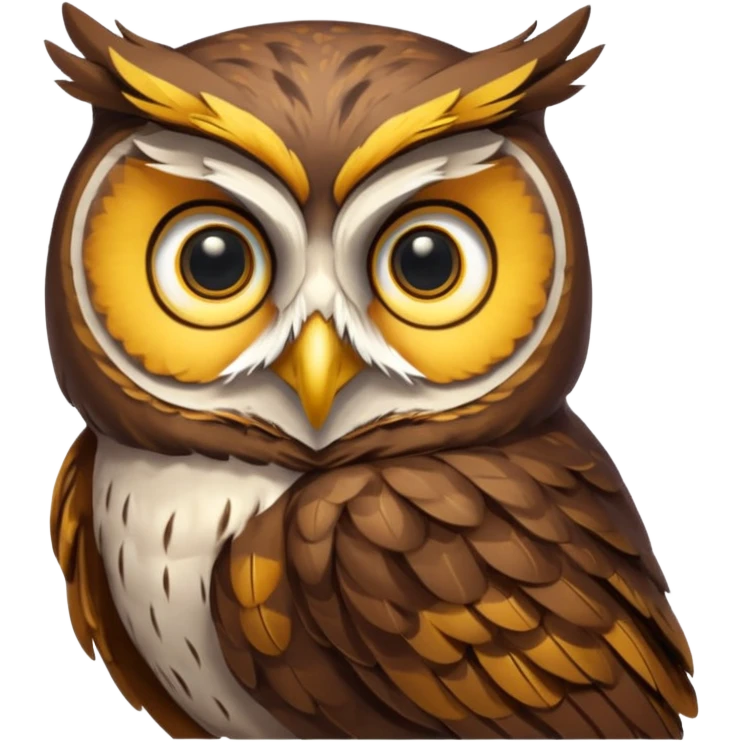 Owl – Wise-looking owl with large eyes, perched calmly emoji