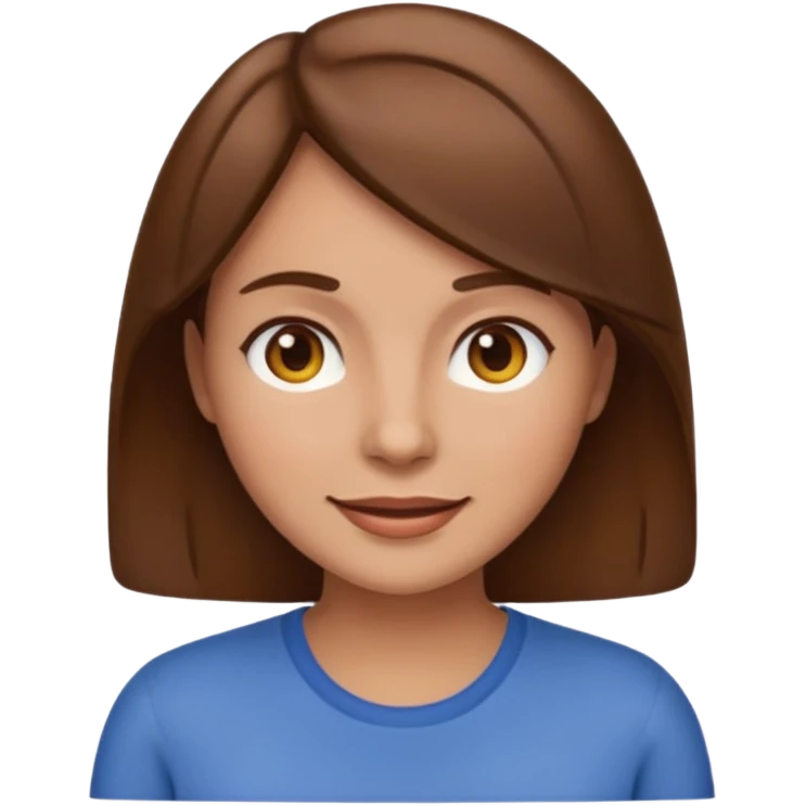 emoji of a 30-year-old woman, mature appearance, brown hair, friendly expression emoji