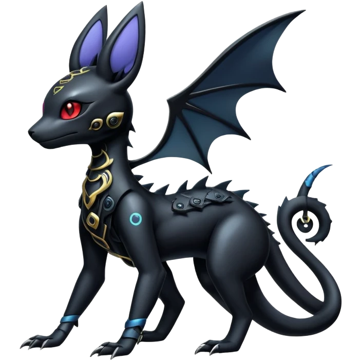 Shiny Dark Cute Majestic Sophisticated Modern Gothic Gloomy Futuristic Scaly Cyber-Salandit-Umbreon-Delcatty-Hybrid (Full body) emoji