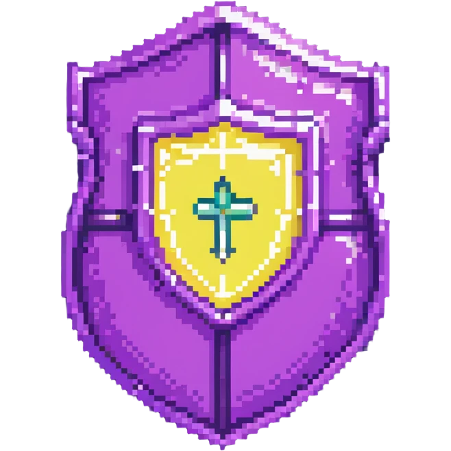 simple purple magical code shield with aura emoji
