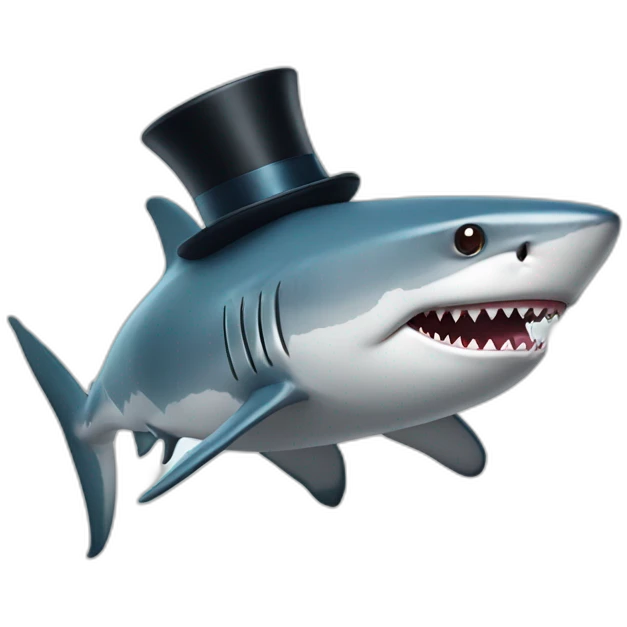 Shark with a top hat emoji