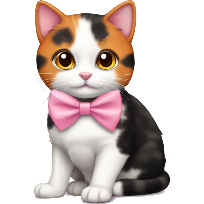 cute orange black calico cat with pink bow  emoji