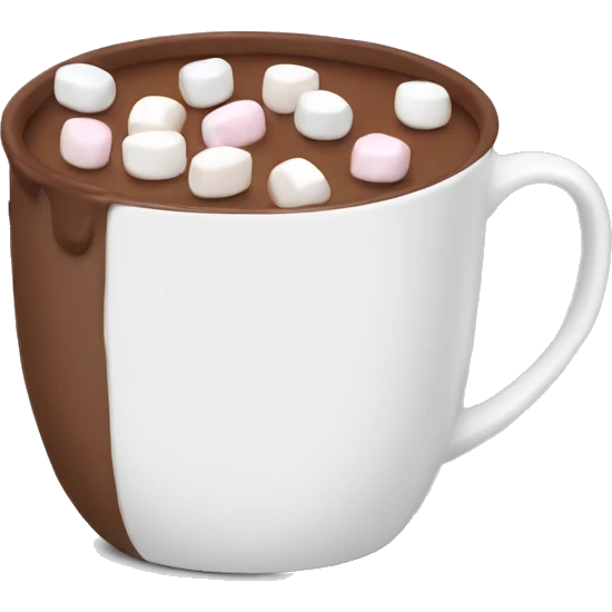 Mug of hot chocolate with mini marshmallows emoji