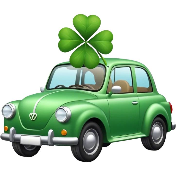 4 leaf clover driving a car emoji