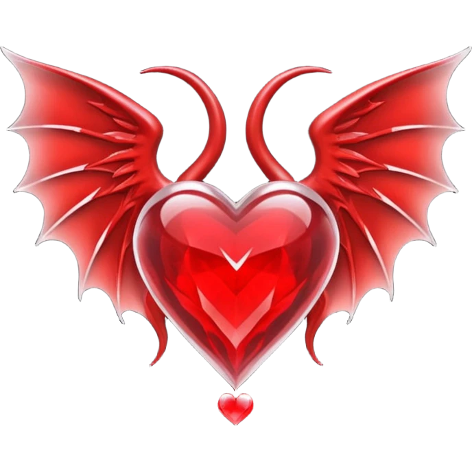 small succubus wings, cryhstal heart  emoji