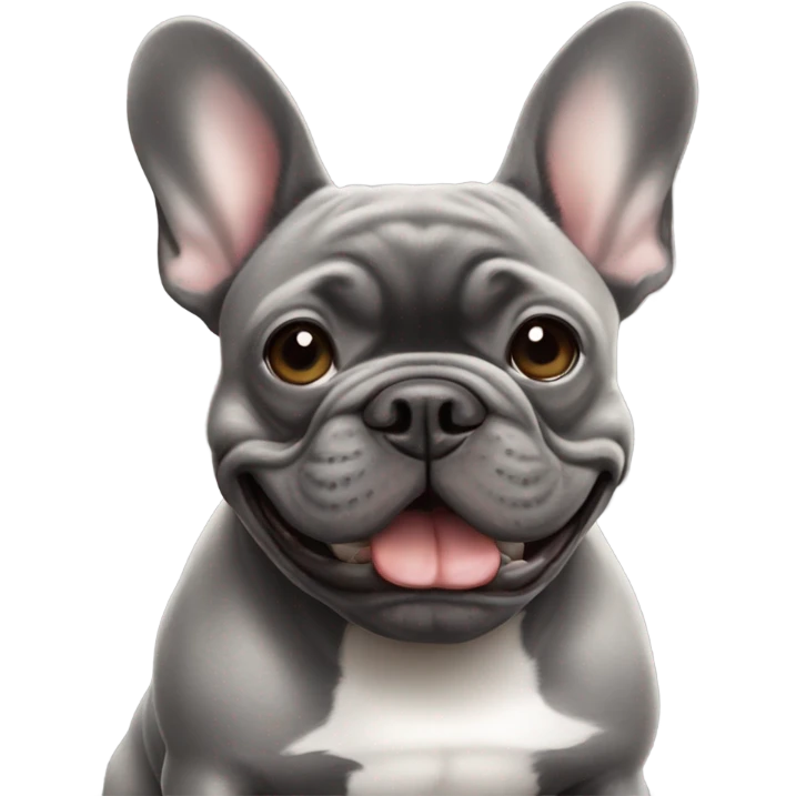 Grey French bulldog throwing a football emoji