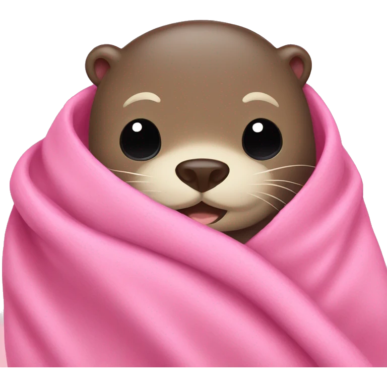 otter cozy in pink blanket emoji