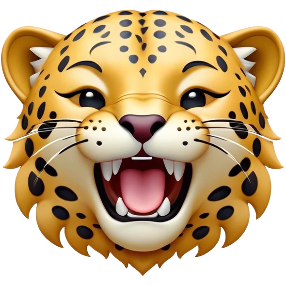 Cinematic Cute Yawning Jaguar Portrait Emoji, Head tilted slightly with a dramatic, wide-open yawn, showcasing a lithe, graceful build with distinctive rosette patterns and sleepy, half-closed eyes, Simplified yet irresistibly adorable features, highly detailed, glowing with a soft, cozy wild glow, high shine, relaxed yet expressive, stylized with a dash of whimsical feline charm, soft glowing outline, capturing the essence of a drowsy yet affectionate guardian that appears ready to stretch out for a nap! emoji