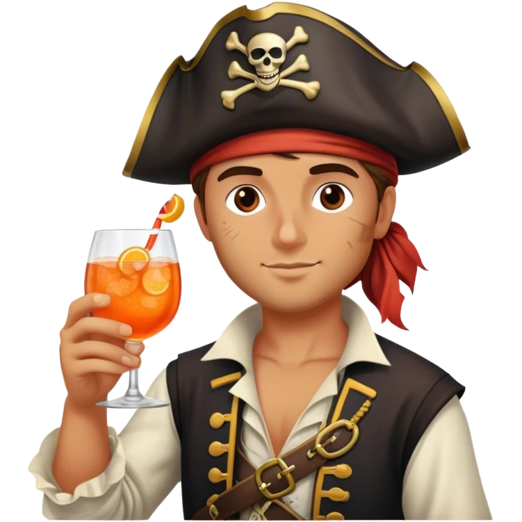 a young pirate drinking aperol spritz cocktail emoji