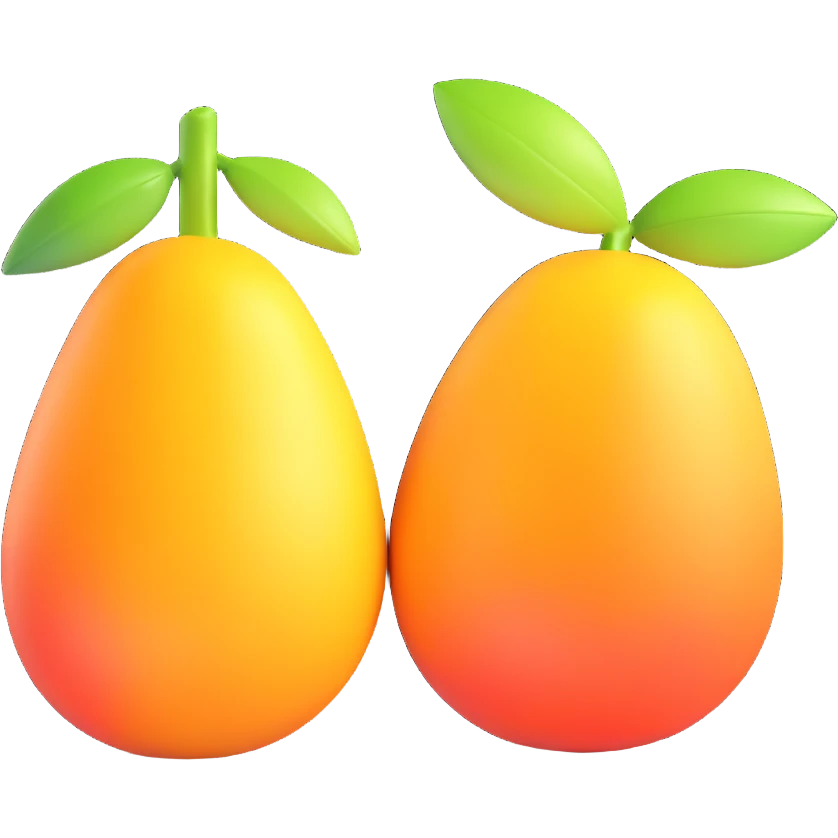 a glowing mango, 3D style, glowing with soft light emoji
