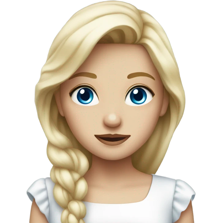 blonde girl blue eyes in white dress emoji