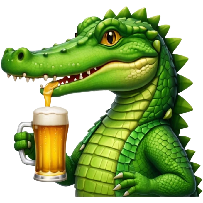 Crocodile buvqnt une bière emoji