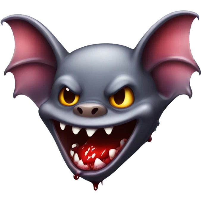 Mischievous vampire bat large fangs dripping blood emoji