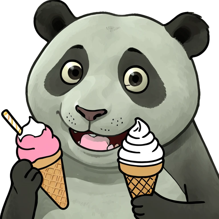 Panda eating ice cream emoji
