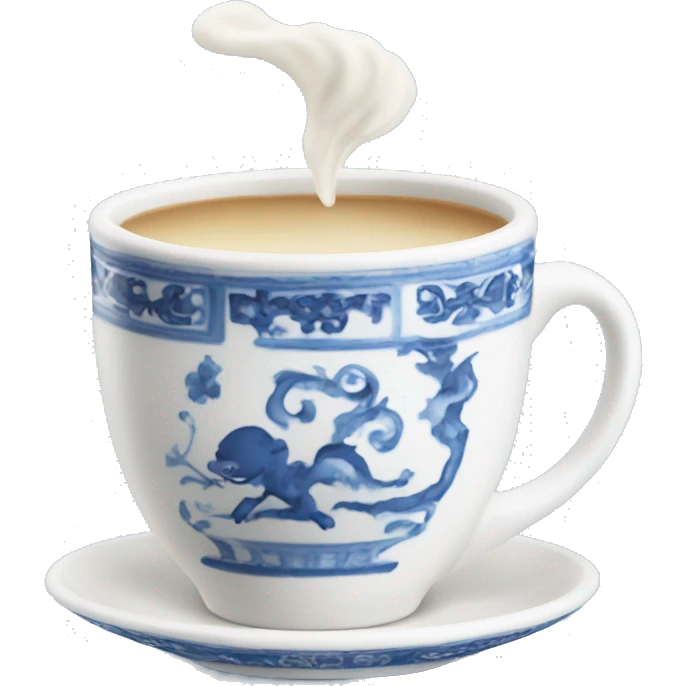 Milky tea in blue and white china  emoji
