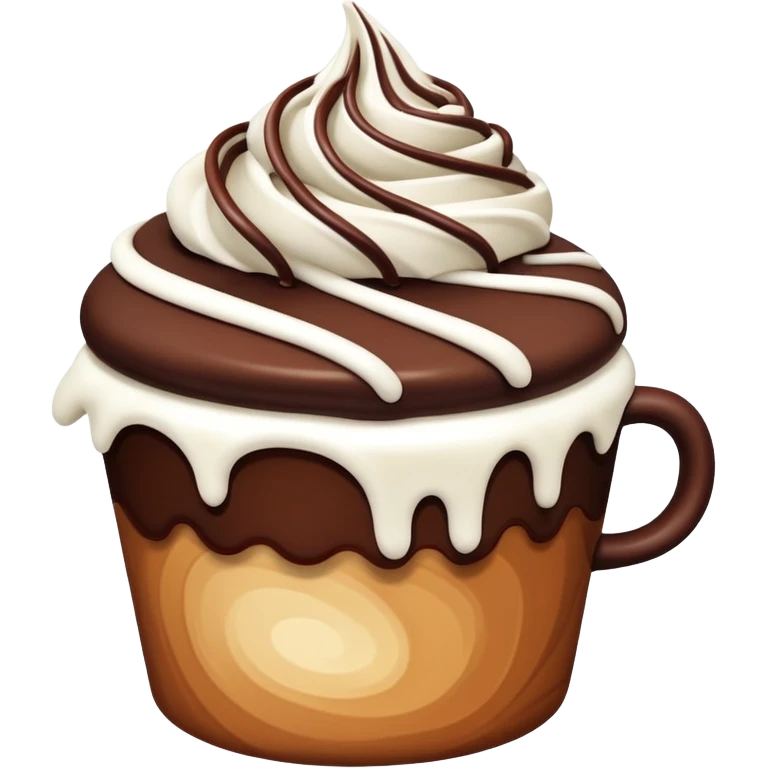 chocolate ganache cake cup with white swirly drizzle  emoji