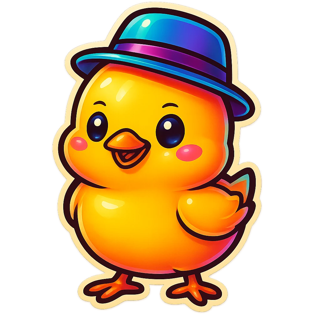 a yellow cute chick with a hat emoji