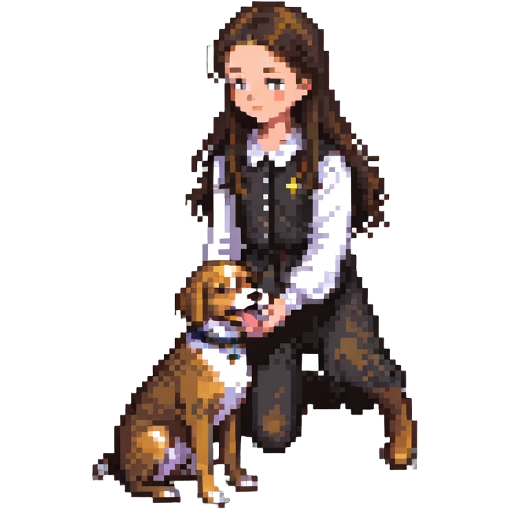 girl petting dog, friendship emoji