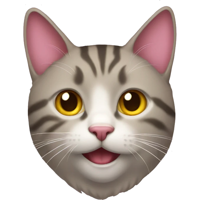 a cat with yellow teeth and  pink chin emoji