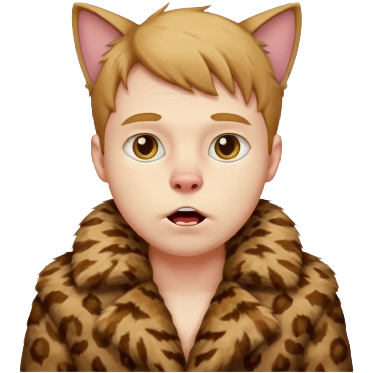 create an emoji of a guy drooling violently with a cat fur coat emoji