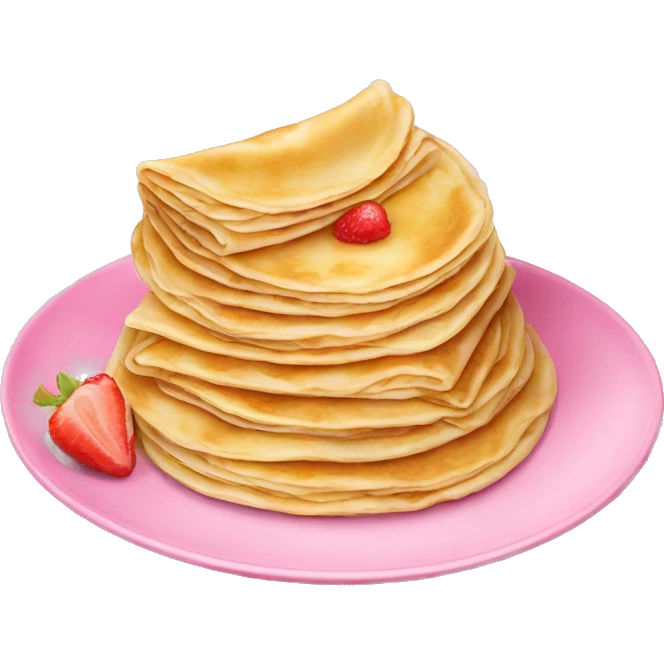 Crepes stacked on a pink porcelain plate emoji