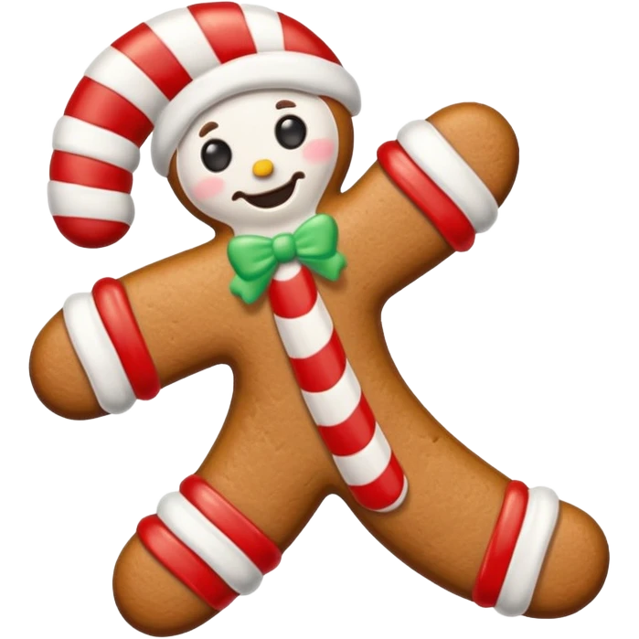 gingerbread cookie in candy cane shape emoji
