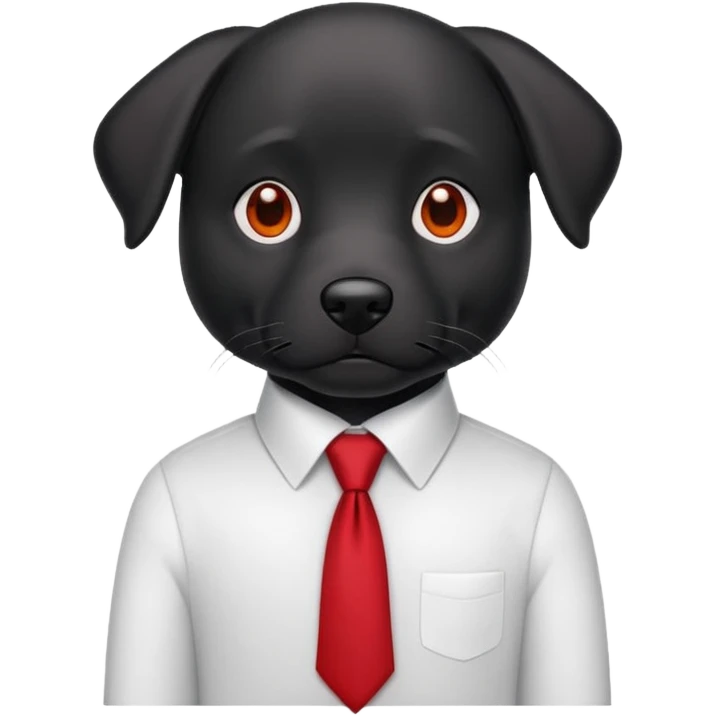 black dog with red tie,white shirt emoji