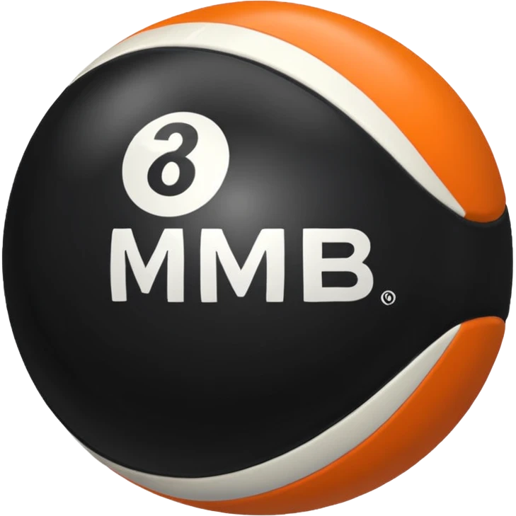 Pool ball back ball with the “MB” written on it. emoji