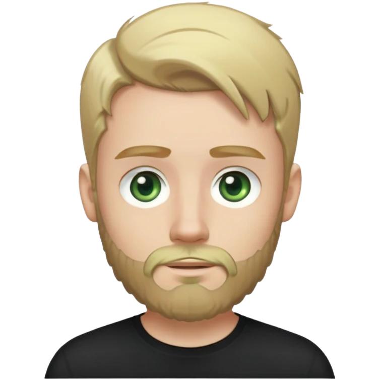 tech bro with blonde hair, pale green eyes, and beard. And black shirt with no color on it. emoji